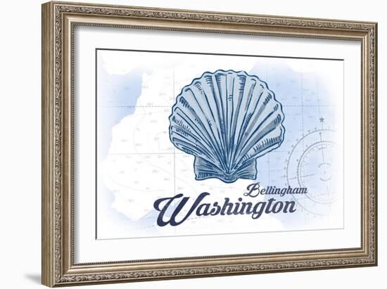 Bellingham, Washington - Scallop Shell - Blue - Coastal Icon-Lantern Press-Framed Art Print