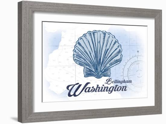 Bellingham, Washington - Scallop Shell - Blue - Coastal Icon-Lantern Press-Framed Art Print