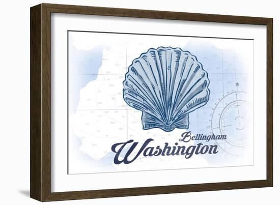 Bellingham, Washington - Scallop Shell - Blue - Coastal Icon-Lantern Press-Framed Art Print