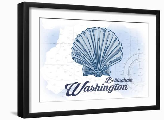 Bellingham, Washington - Scallop Shell - Blue - Coastal Icon-Lantern Press-Framed Art Print