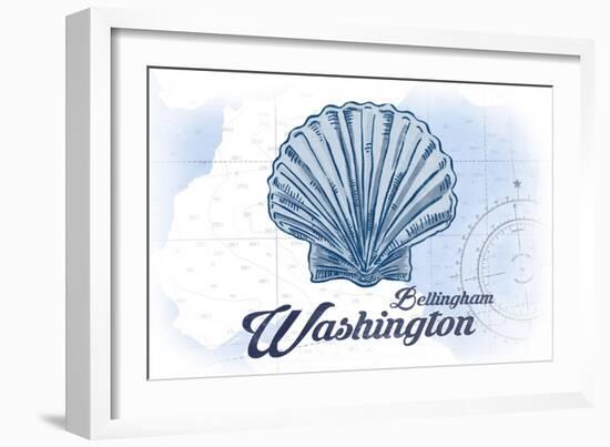 Bellingham, Washington - Scallop Shell - Blue - Coastal Icon-Lantern Press-Framed Art Print