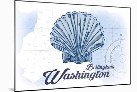 Bellingham, Washington - Scallop Shell - Blue - Coastal Icon-Lantern Press-Mounted Art Print