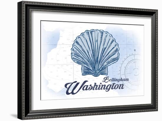 Bellingham, Washington - Scallop Shell - Blue - Coastal Icon-Lantern Press-Framed Art Print