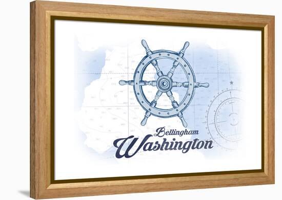 Bellingham, Washington - Ship Wheel - Blue - Coastal Icon-Lantern Press-Framed Stretched Canvas