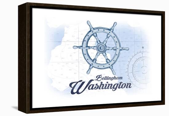 Bellingham, Washington - Ship Wheel - Blue - Coastal Icon-Lantern Press-Framed Stretched Canvas