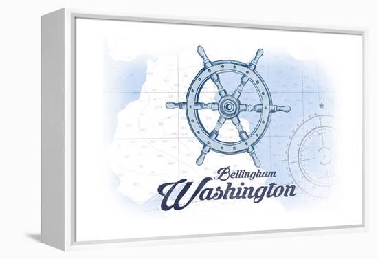 Bellingham, Washington - Ship Wheel - Blue - Coastal Icon-Lantern Press-Framed Stretched Canvas