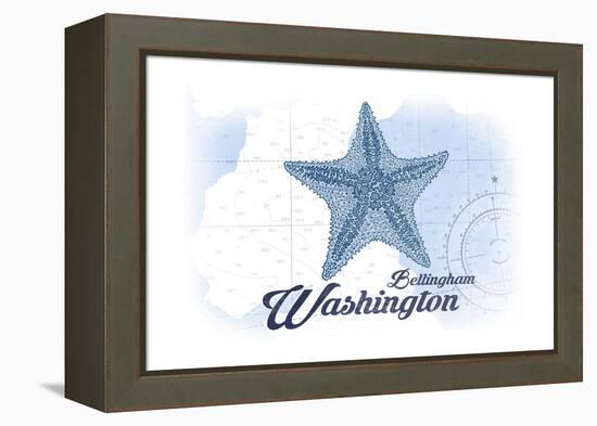 Bellingham, Washington - Starfish - Blue - Coastal Icon-Lantern Press-Framed Stretched Canvas