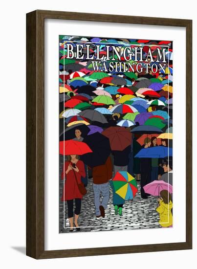 Bellingham, Washington - Umbrellas-Lantern Press-Framed Art Print