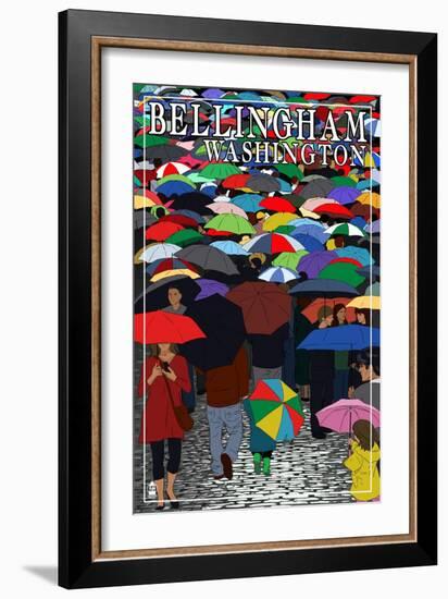 Bellingham, Washington - Umbrellas-Lantern Press-Framed Art Print