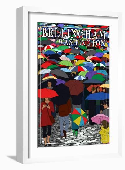 Bellingham, Washington - Umbrellas-Lantern Press-Framed Art Print