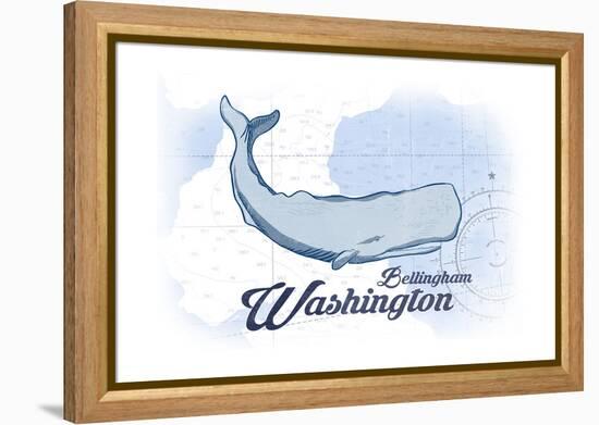 Bellingham, Washington - Whale - Blue - Coastal Icon-Lantern Press-Framed Stretched Canvas