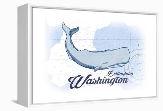 Bellingham, Washington - Whale - Blue - Coastal Icon-Lantern Press-Framed Stretched Canvas