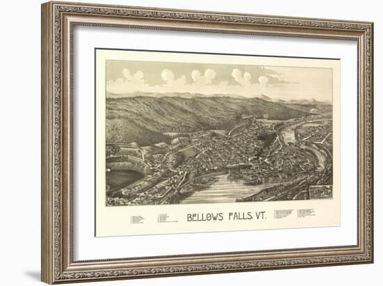 Bellows Falls, Vermont - Panoramic Map-Lantern Press-Framed Art Print