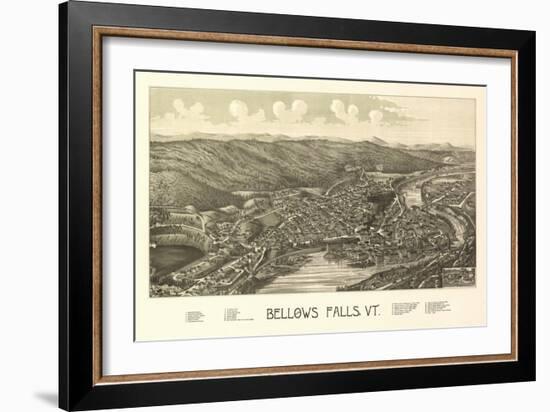 Bellows Falls, Vermont - Panoramic Map-Lantern Press-Framed Art Print