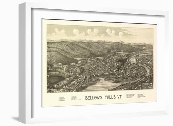 Bellows Falls, Vermont - Panoramic Map-Lantern Press-Framed Art Print