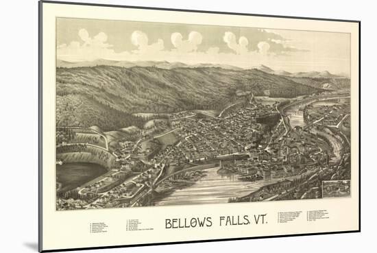 Bellows Falls, Vermont - Panoramic Map-Lantern Press-Mounted Art Print