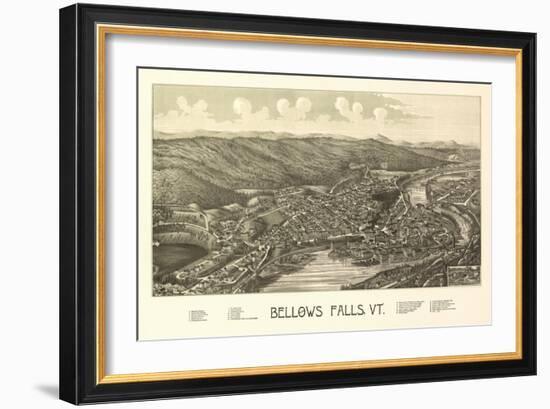 Bellows Falls, Vermont - Panoramic Map-Lantern Press-Framed Art Print