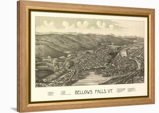 Bellows Falls, Vermont - Panoramic Map-Lantern Press-Framed Stretched Canvas