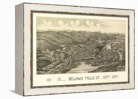 Bellows Falls, Vermont - Panoramic Map-Lantern Press-Framed Stretched Canvas
