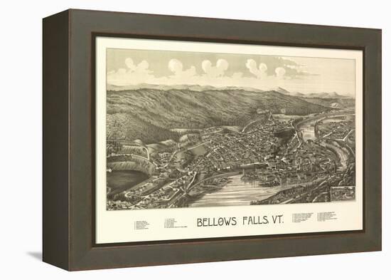 Bellows Falls, Vermont - Panoramic Map-Lantern Press-Framed Stretched Canvas