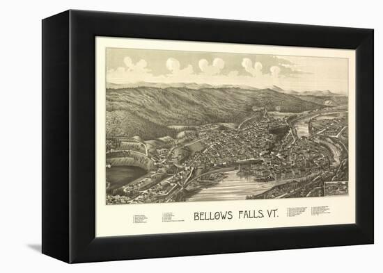 Bellows Falls, Vermont - Panoramic Map-Lantern Press-Framed Stretched Canvas