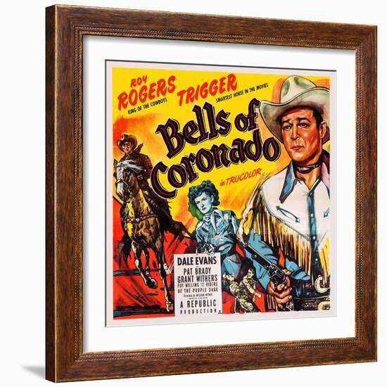 Bells of Coronado, Left and Right: Roy Rogers; Center: Dale Evans, 1950-null-Framed Art Print