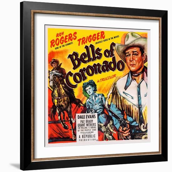 Bells of Coronado, Left and Right: Roy Rogers; Center: Dale Evans, 1950-null-Framed Art Print