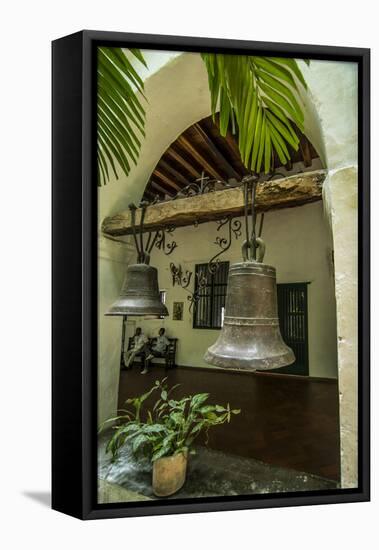 Bells of historic Santuario and Iglesia de San Pedro Claver, Cartagena, Colombia.-Jerry Ginsberg-Framed Premier Image Canvas