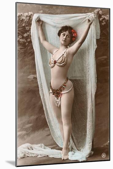 Belly Dancer with Fabric-null-Mounted Art Print