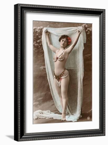 Belly Dancer with Fabric-null-Framed Premium Giclee Print