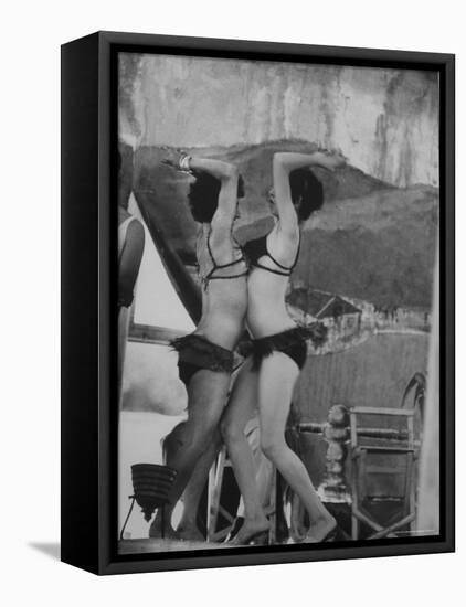 Belly Dancers Entertaining at Turkish Wrestling Tournament-Stan Wayman-Framed Premier Image Canvas