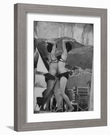 Belly Dancers Entertaining at Turkish Wrestling Tournament-Stan Wayman-Framed Photographic Print