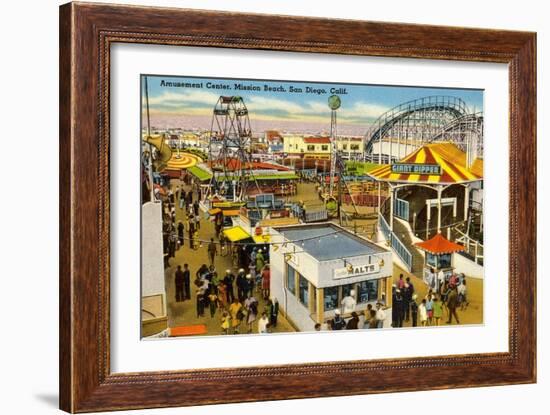 Belmont Amusement Park, Mission Beach, San Diego, California-null-Framed Art Print