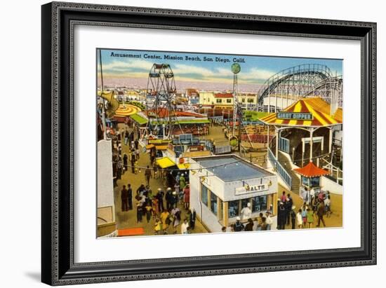 Belmont Amusement Park, Mission Beach, San Diego, California-null-Framed Art Print