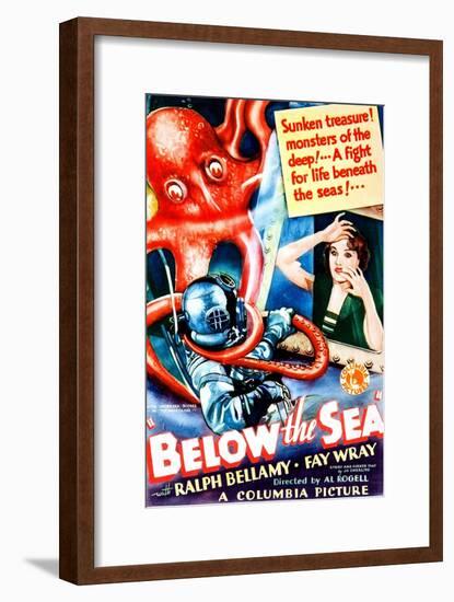 Below The Sea, US poster art, Fay Wray, 1933-null-Framed Premium Giclee Print