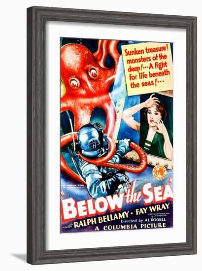 Below The Sea, US poster art, Fay Wray, 1933-null-Framed Art Print