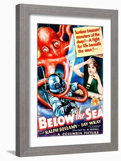 Below The Sea, US poster art, Fay Wray, 1933-null-Framed Art Print
