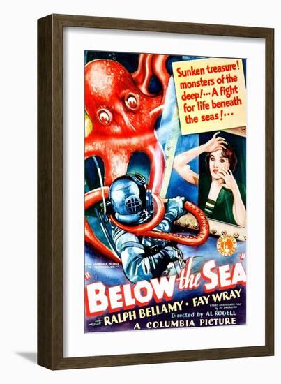 Below The Sea, US poster art, Fay Wray, 1933-null-Framed Art Print