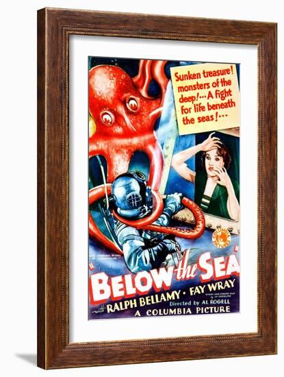 Below The Sea, US poster art, Fay Wray, 1933-null-Framed Art Print