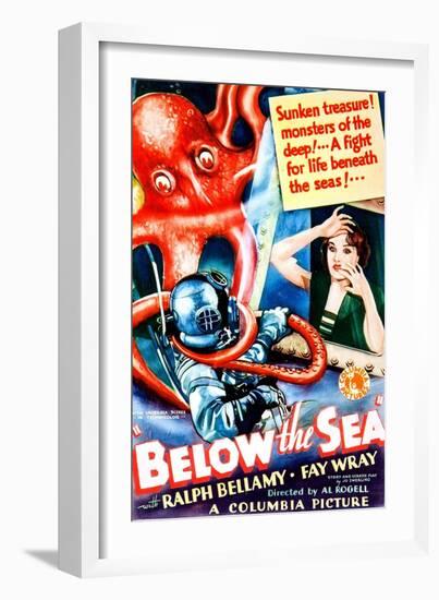 Below The Sea, US poster art, Fay Wray, 1933-null-Framed Art Print