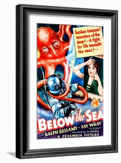 Below The Sea, US poster art, Fay Wray, 1933-null-Framed Art Print