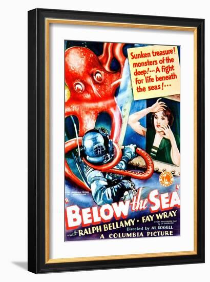 Below The Sea, US poster art, Fay Wray, 1933-null-Framed Art Print