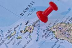 Maui Town of Hana, Hawaii, Pinned on Map.-Below the Sky-Photographic Print