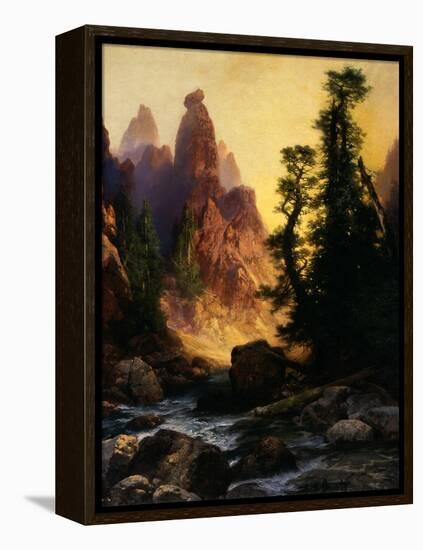 Below the Towers of Tower Falls, Yellowstone Park, 1909-Thomas Moran-Framed Premier Image Canvas