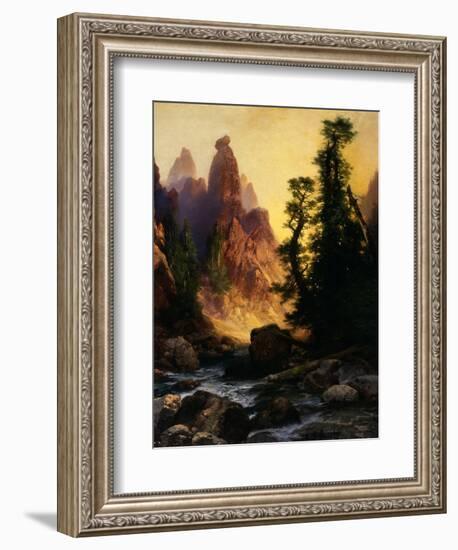 Below the Towers of Tower Falls, Yellowstone Park, 1909-Thomas Moran-Framed Giclee Print