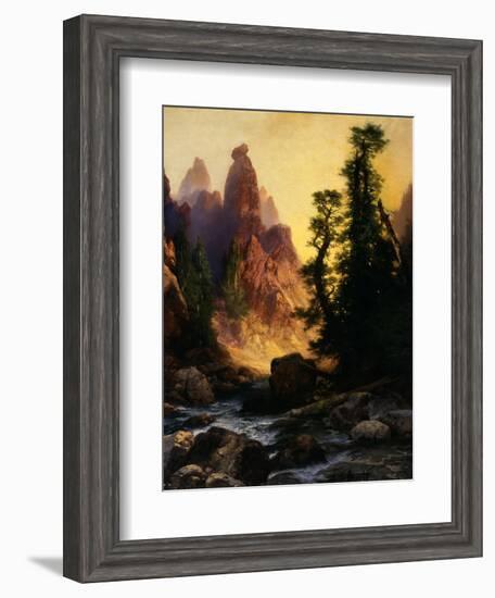 Below the Towers of Tower Falls, Yellowstone Park, 1909-Thomas Moran-Framed Giclee Print