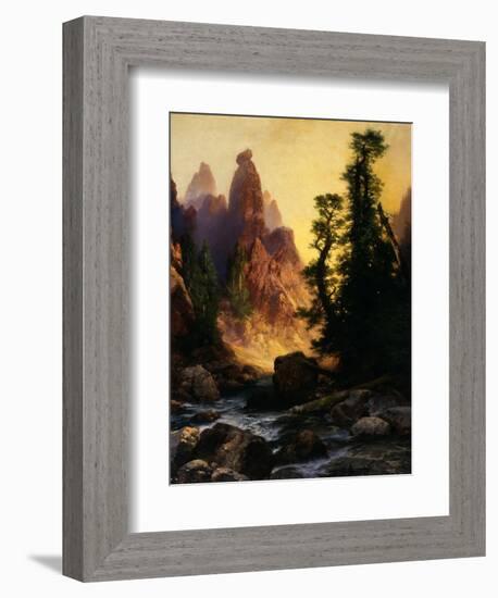 Below the Towers of Tower Falls, Yellowstone Park, 1909-Thomas Moran-Framed Giclee Print