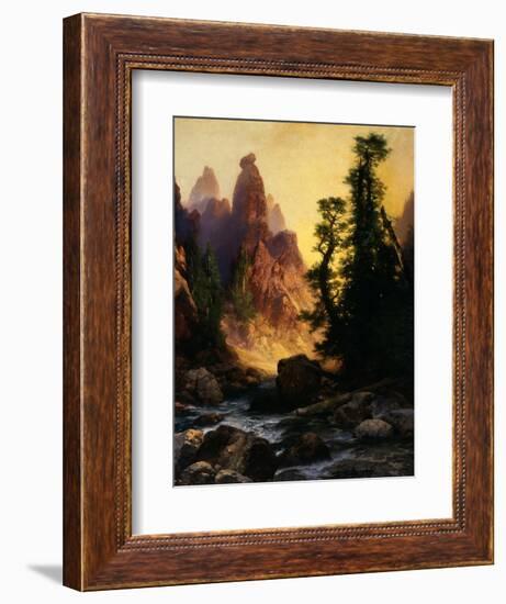 Below the Towers of Tower Falls, Yellowstone Park, 1909-Thomas Moran-Framed Giclee Print