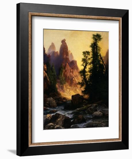 Below the Towers of Tower Falls, Yellowstone Park, 1909-Thomas Moran-Framed Giclee Print