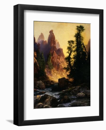 Below the Towers of Tower Falls, Yellowstone Park, 1909-Thomas Moran-Framed Giclee Print